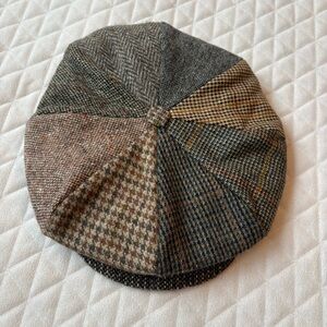 Hanna Hats Cap Mens Fitted Patchwork Ireland Donegal Pure New Wool Newsboy Sz M